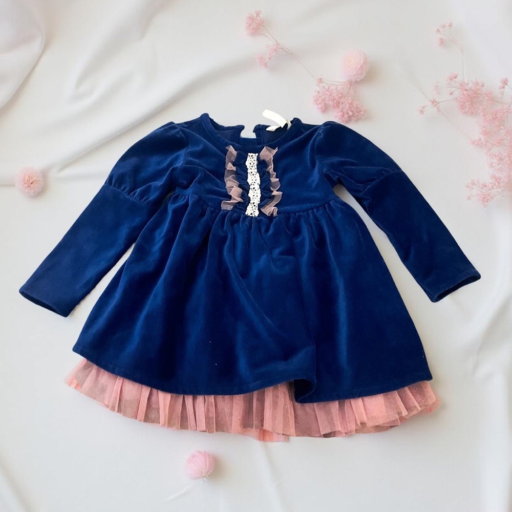 Matilda Jane Deep Blue Dress with Soft Pink Detail